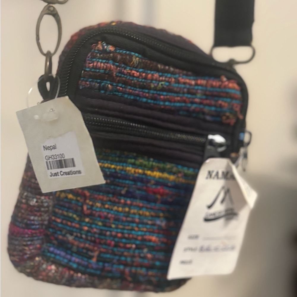 Colorful Namaste Woven Crossbody Bag made in Nepal NWT